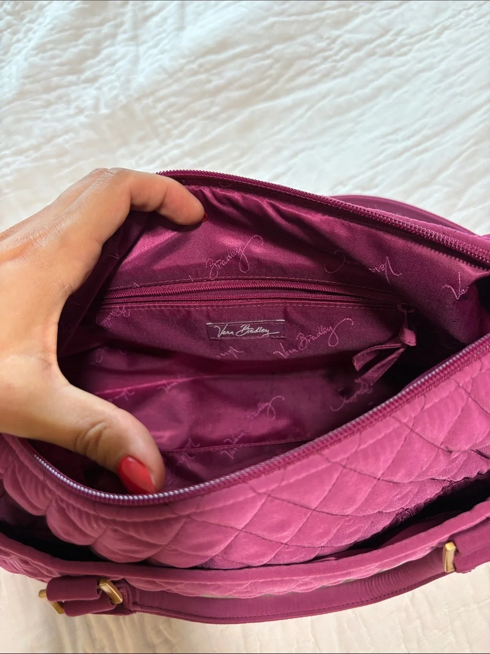 Quilted Vera Bradley Shoulder Bag Purple